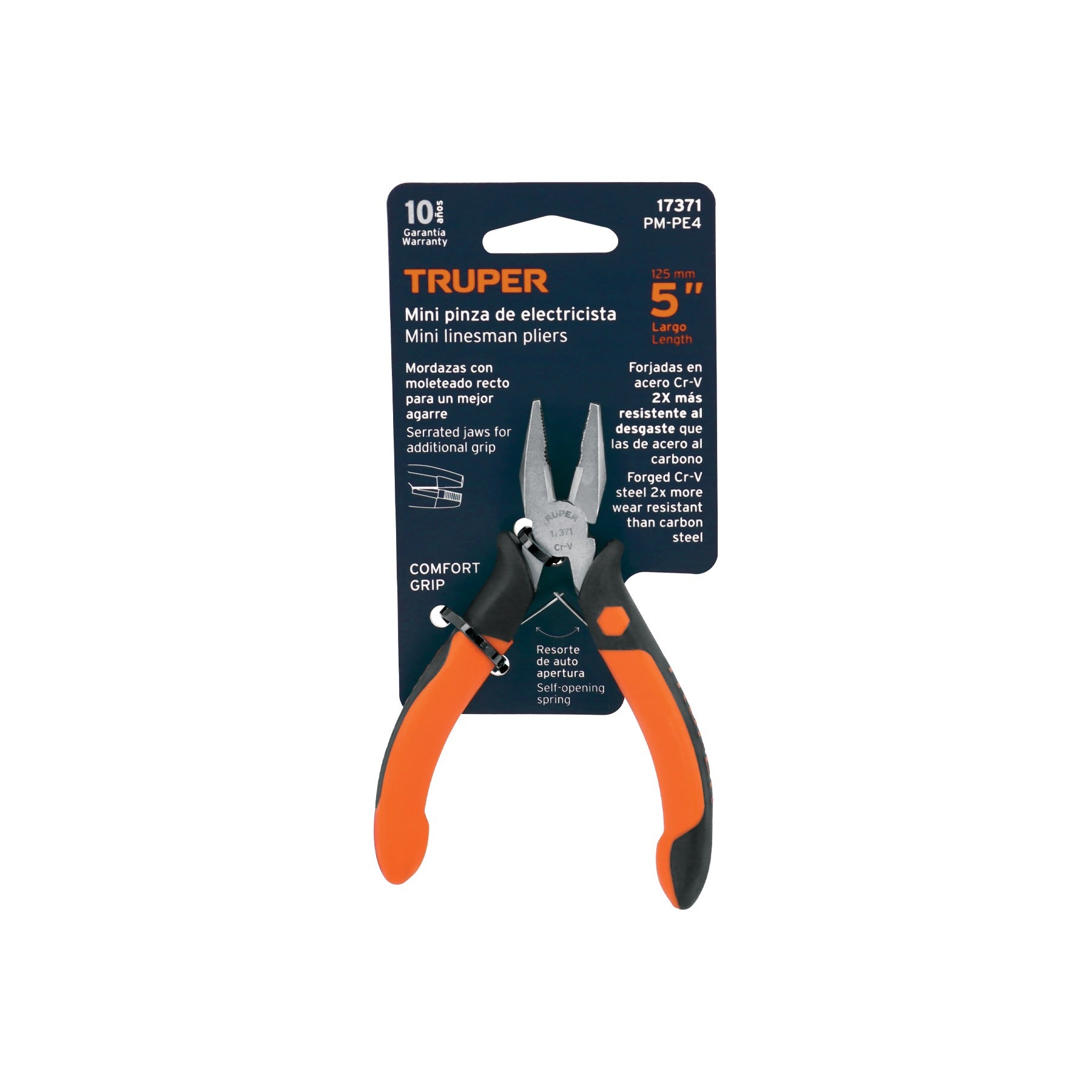 Mini pinza para electricista 5" mango Comfort Grip, TRUPER - 17371