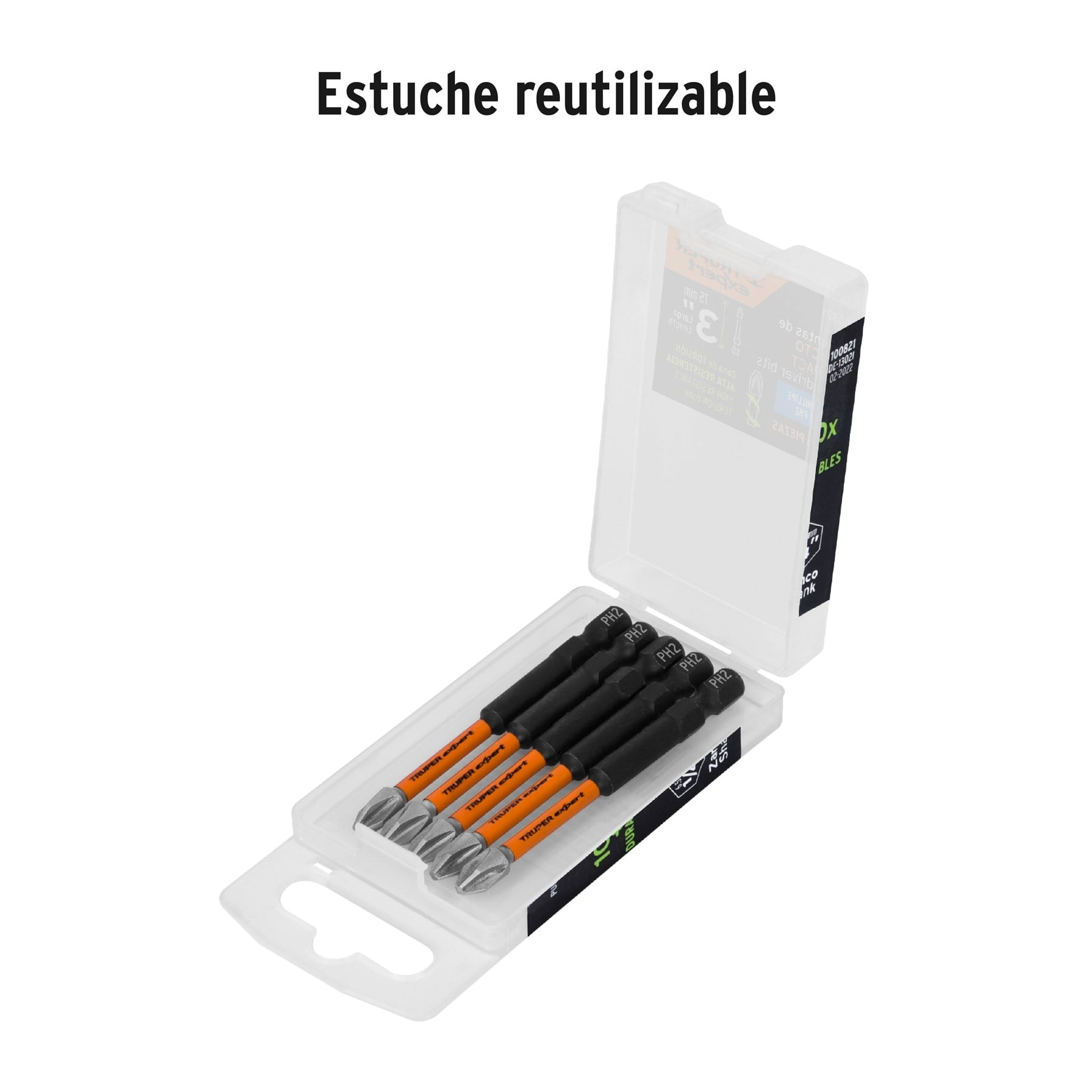 Estuche con 5 puntas de cruz PH2 de impacto largo 3", TRUPER - 100821