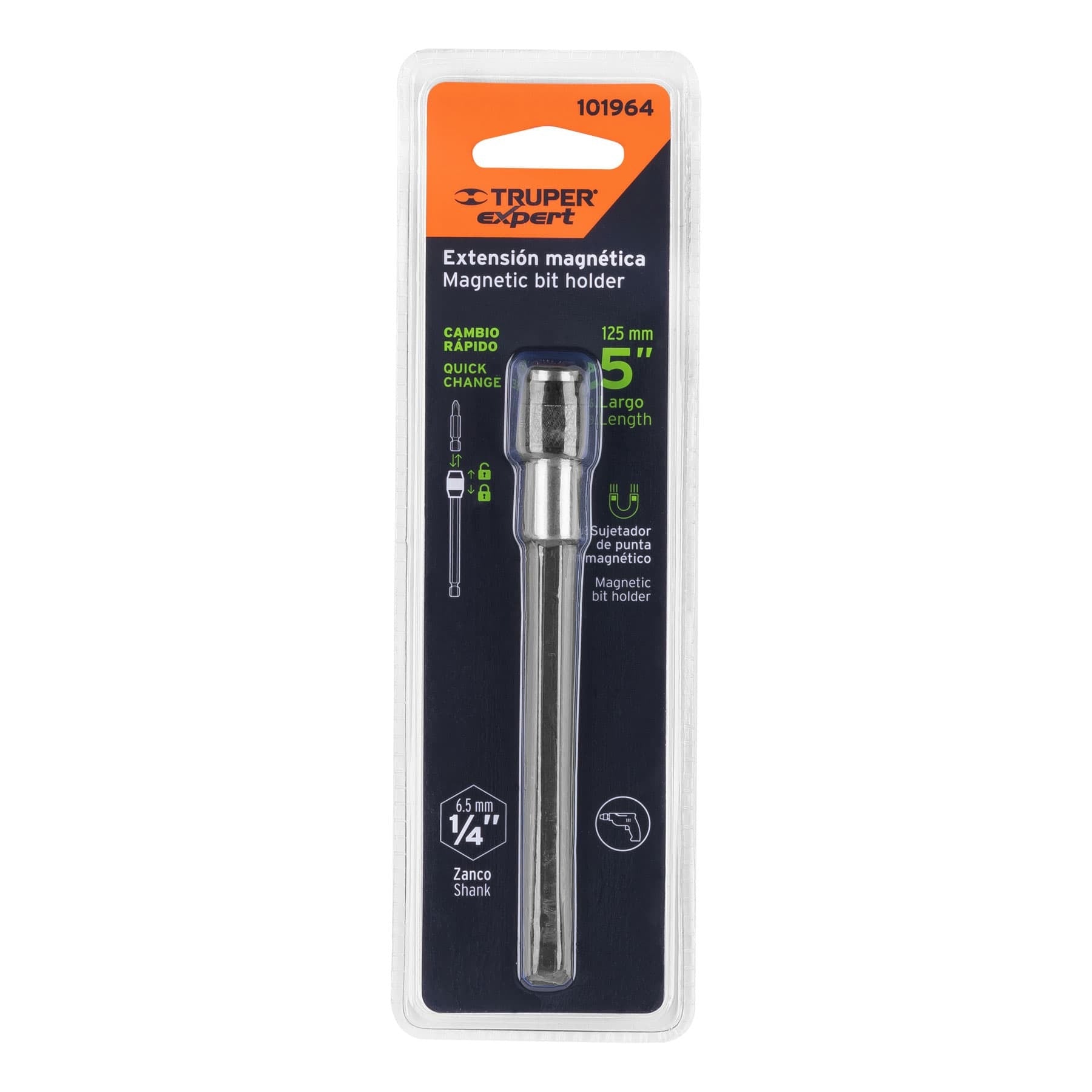 Extensión magnética 5", para puntas, cambio rápido, TRUPER 101964