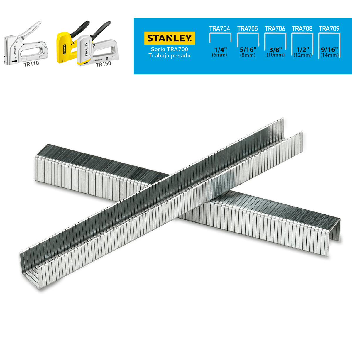 Grapas 3/8 (1000 pcs) T/Pesado Stanley - TRA706T