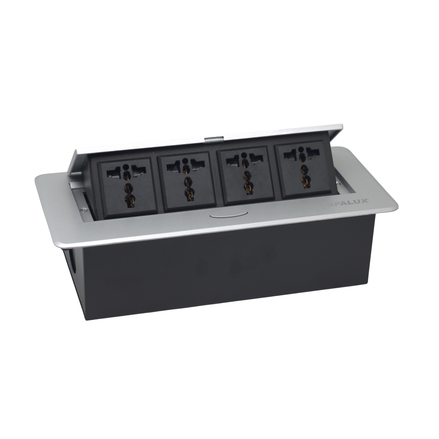 Tomacorriente Plateado Para Mueble 4 Tomas Universales OP-UTS4SL OPALUX