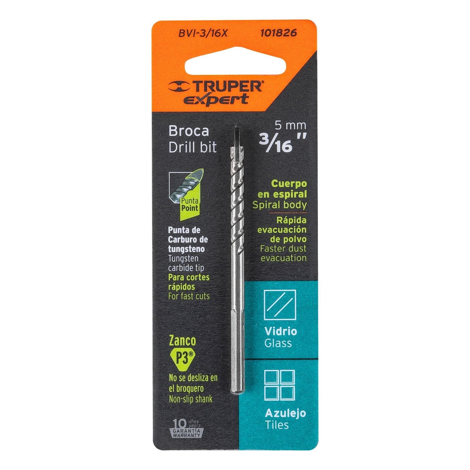 Broca para vidrio y azulejo 3/16", Truper Expert - 101826
