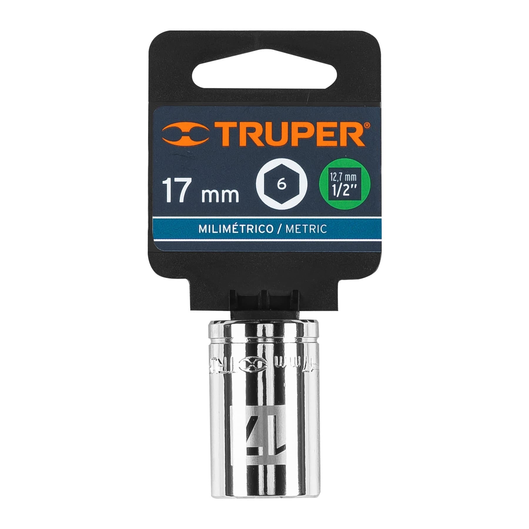 Dado de 17 mm, 6 puntas, cuadro 1/2", Truper - 13267