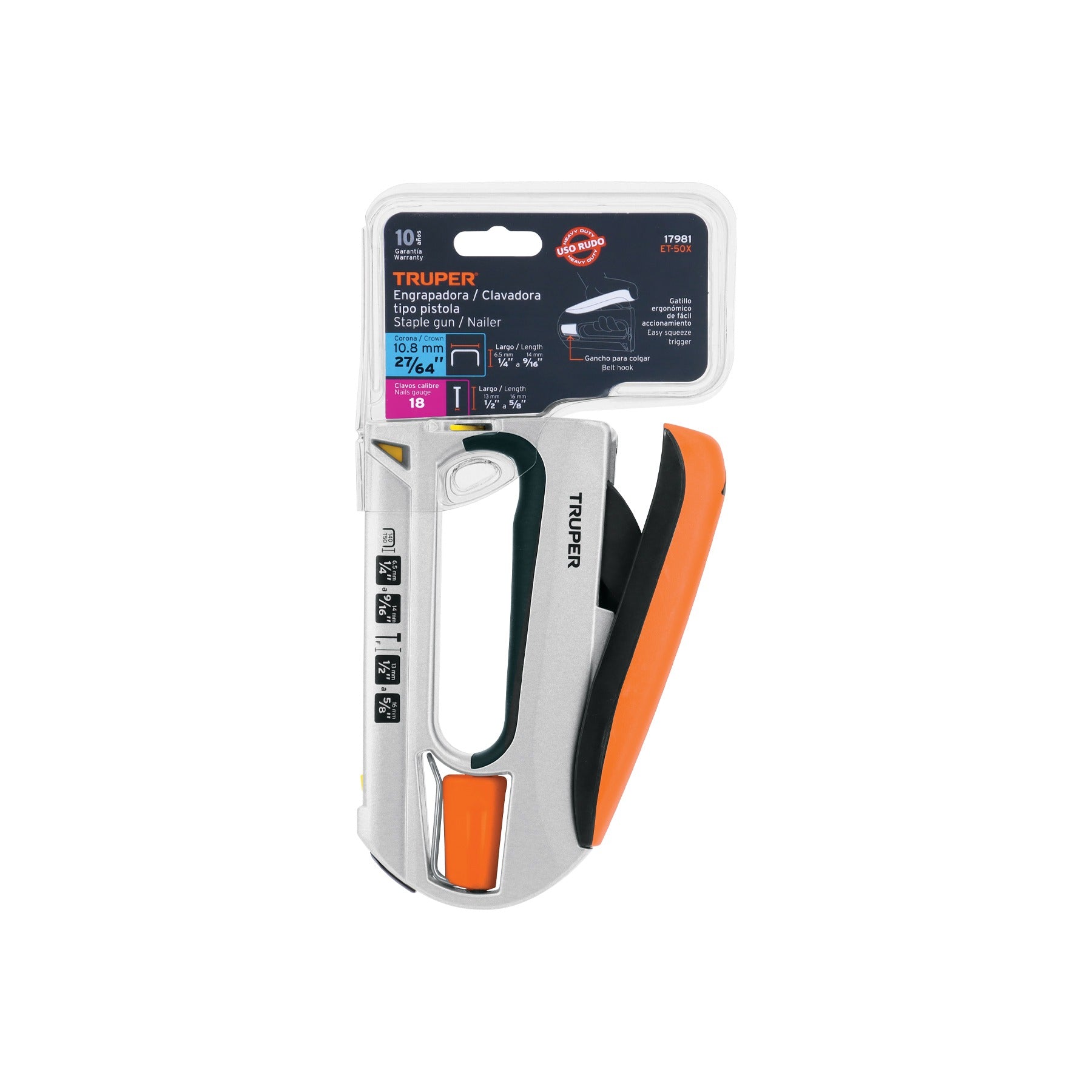 Engrapadora / clavadora tipo pistola uso rudo, Truper - 17981