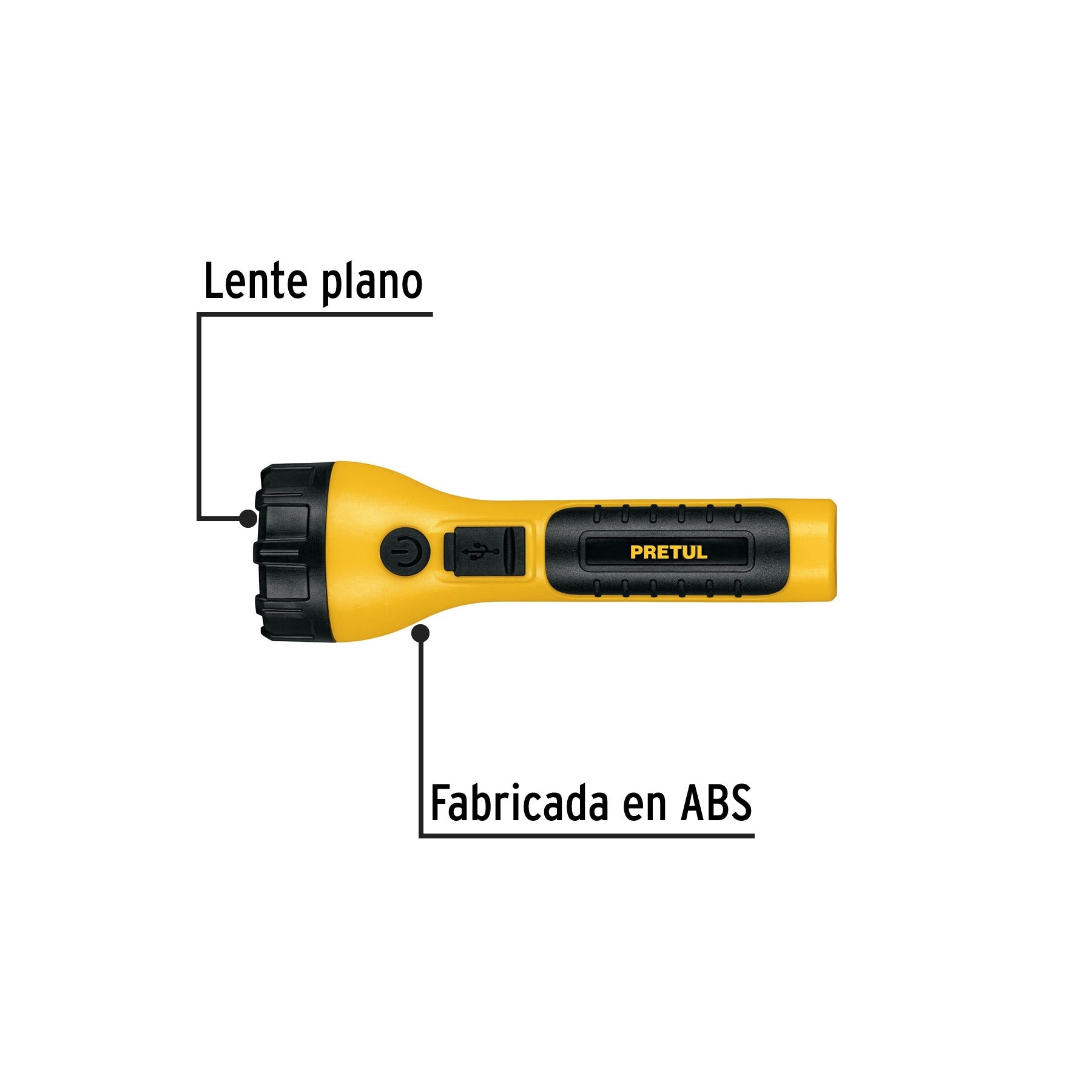 Linterna plástica de LED, 120 lm, recargable, PRETUL 26101