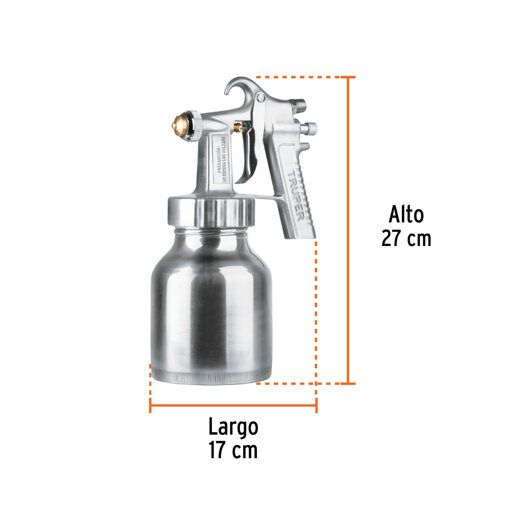 Pistola p/pintar baja presión, 1.5 mm, pulida, Truper - 14037