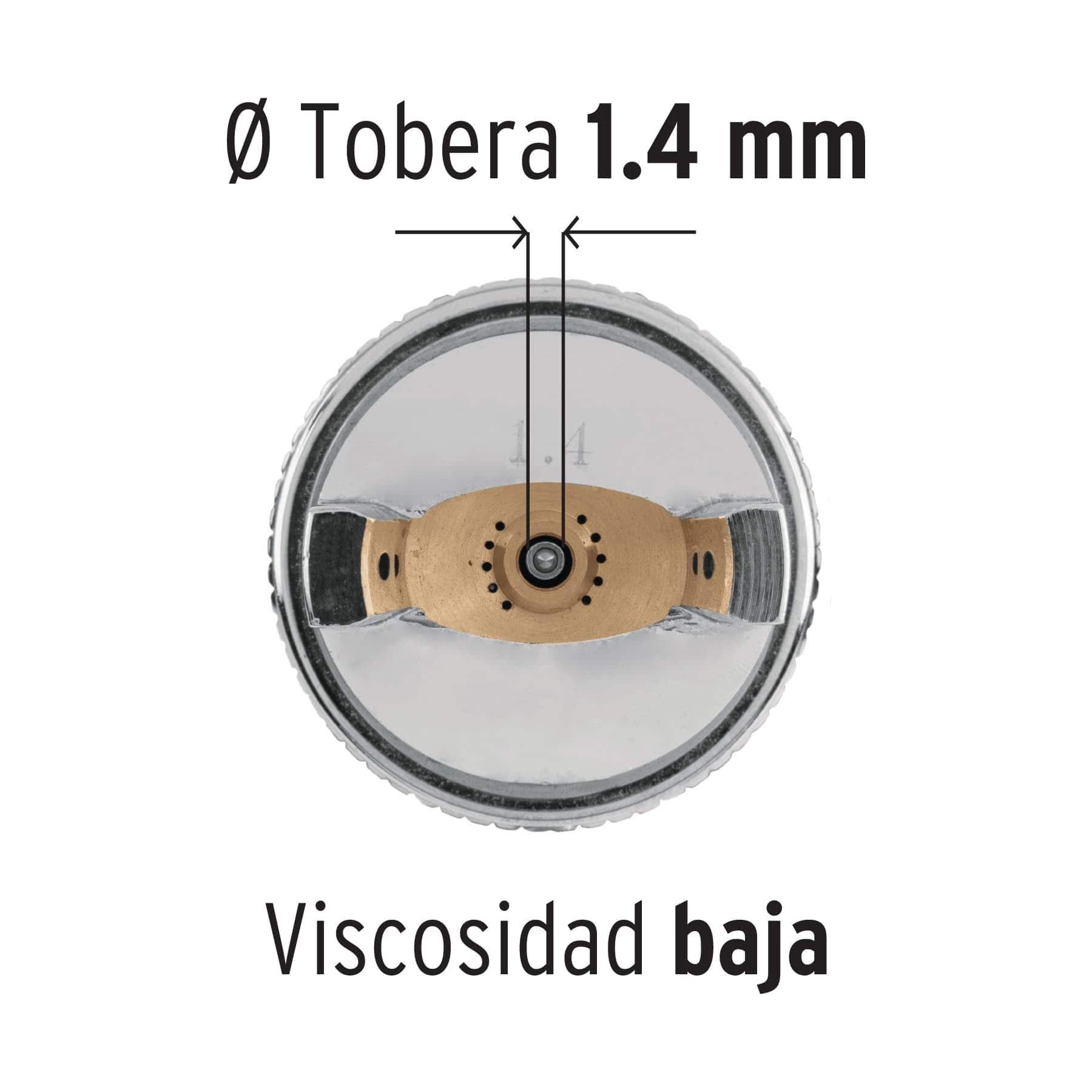 Pistola p/pintar gravedad HVLP vaso plástico, 1.4 mm, TRUPER - 12128