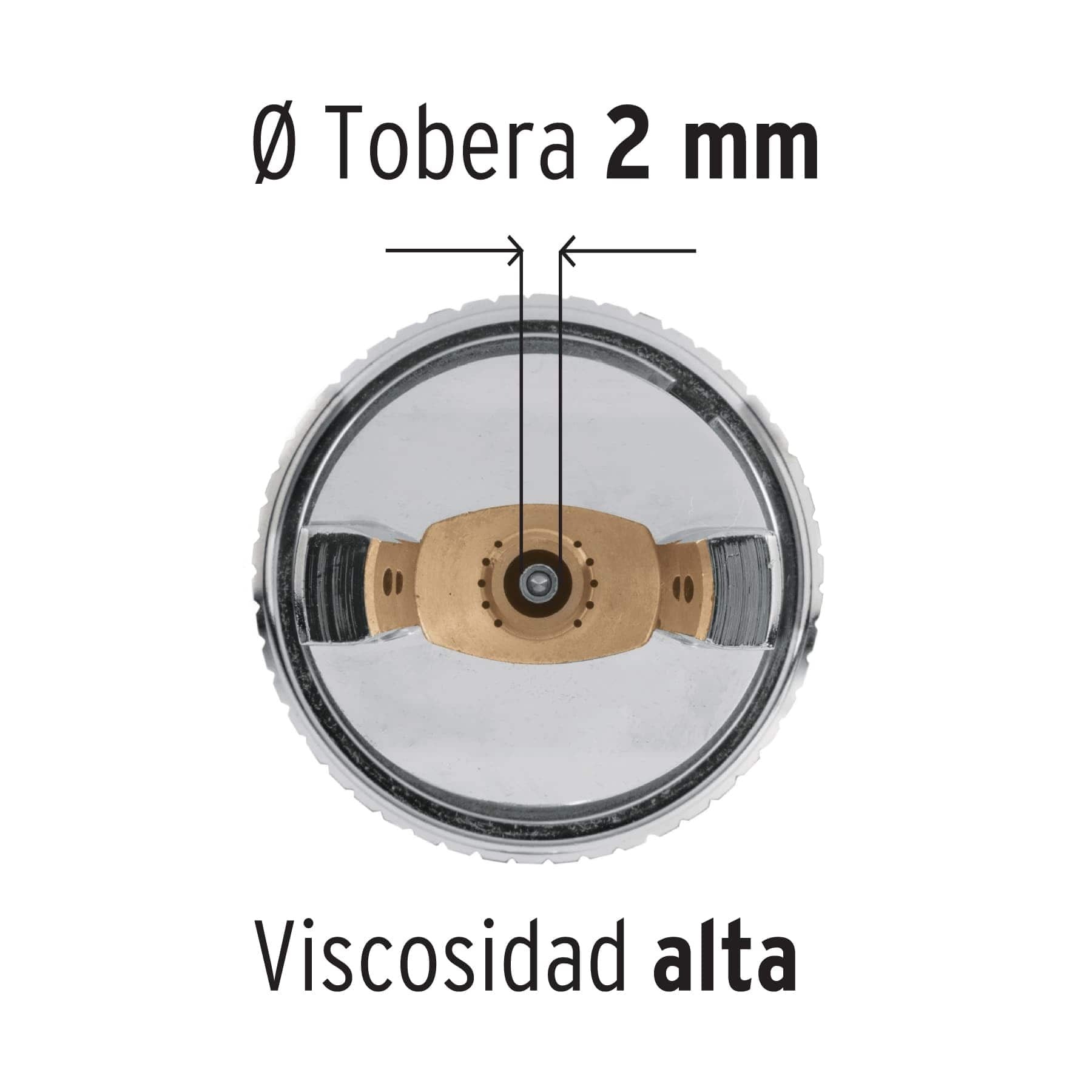 Pistola p/pintar gravedad HVLP vaso plástico, 2 mm, TRUPER - 12131