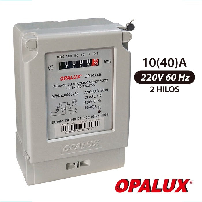 Medidor de Energía Monofásico Analógico 220V OP-MA40 OPALUX
