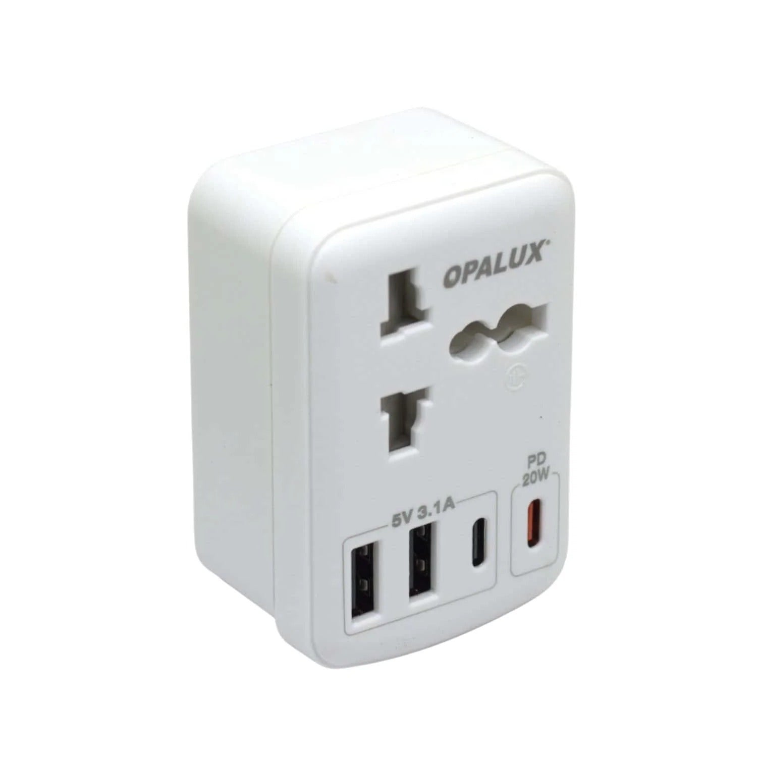 Adaptador Múltiple Plano + Tierra + USB + Tipo C OP-325A OPALUX