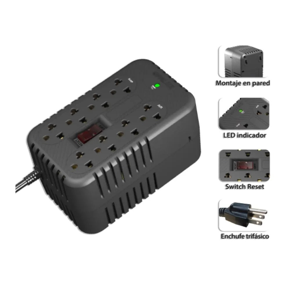 Estabilizador Electronico De Voltaje de 450W Opalux OP-8R900V