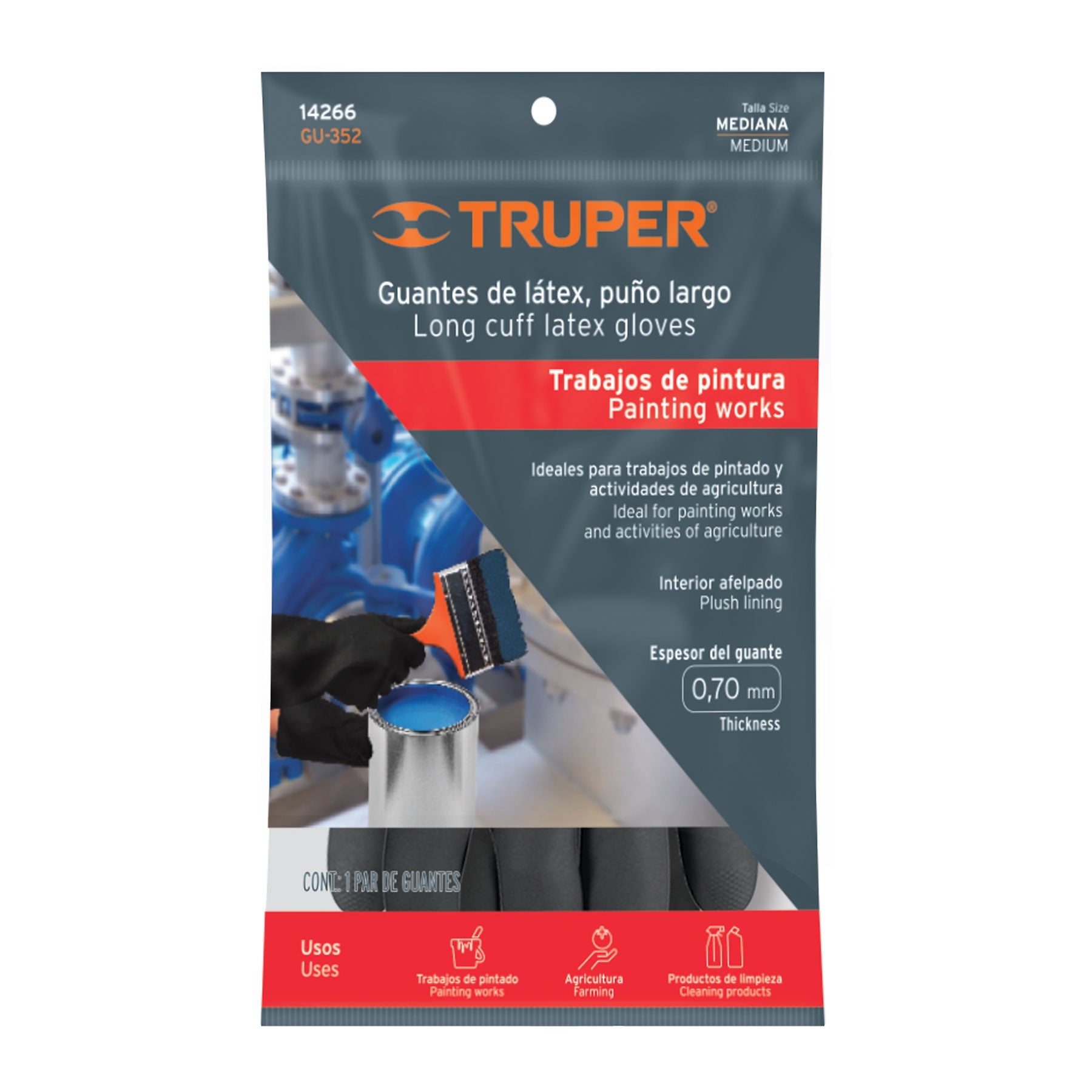 Guantes de látex para pintor, M, TRUPER 14266