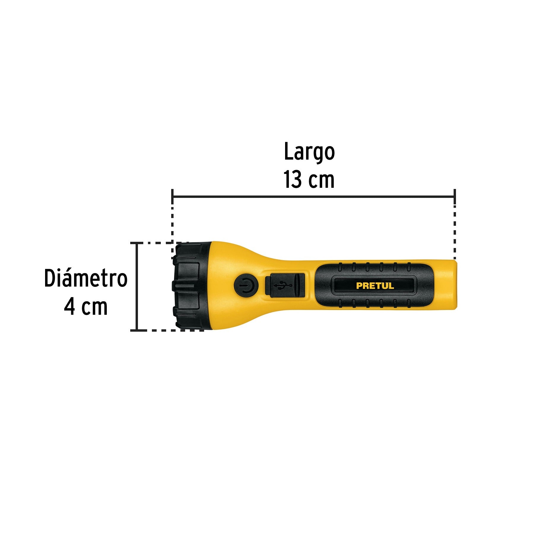 Linterna plástica de LED, 120 lm, recargable, PRETUL 26101