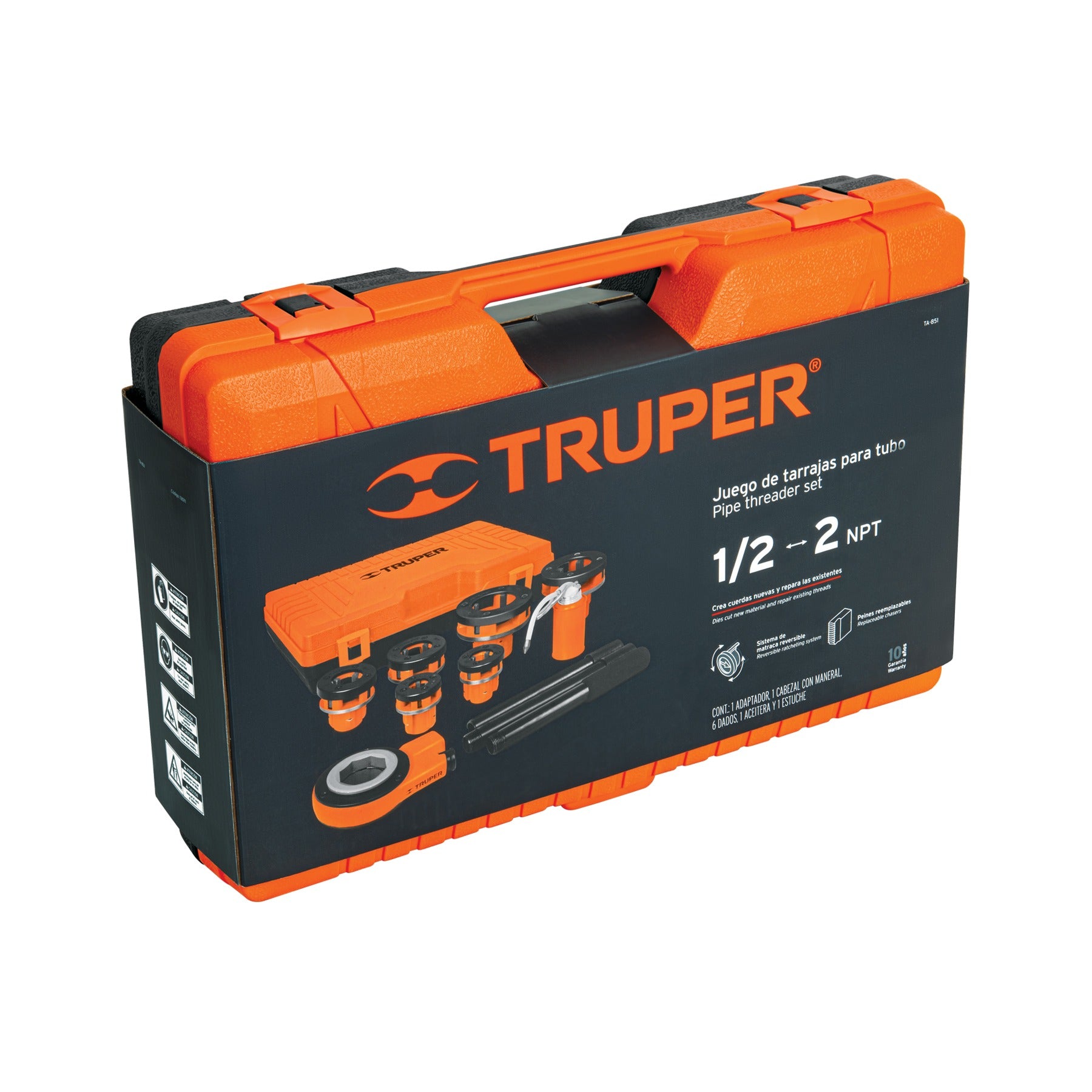 Juego de 9 tarrajas para tubo de 1/2" a 2", TRUPER 13071
