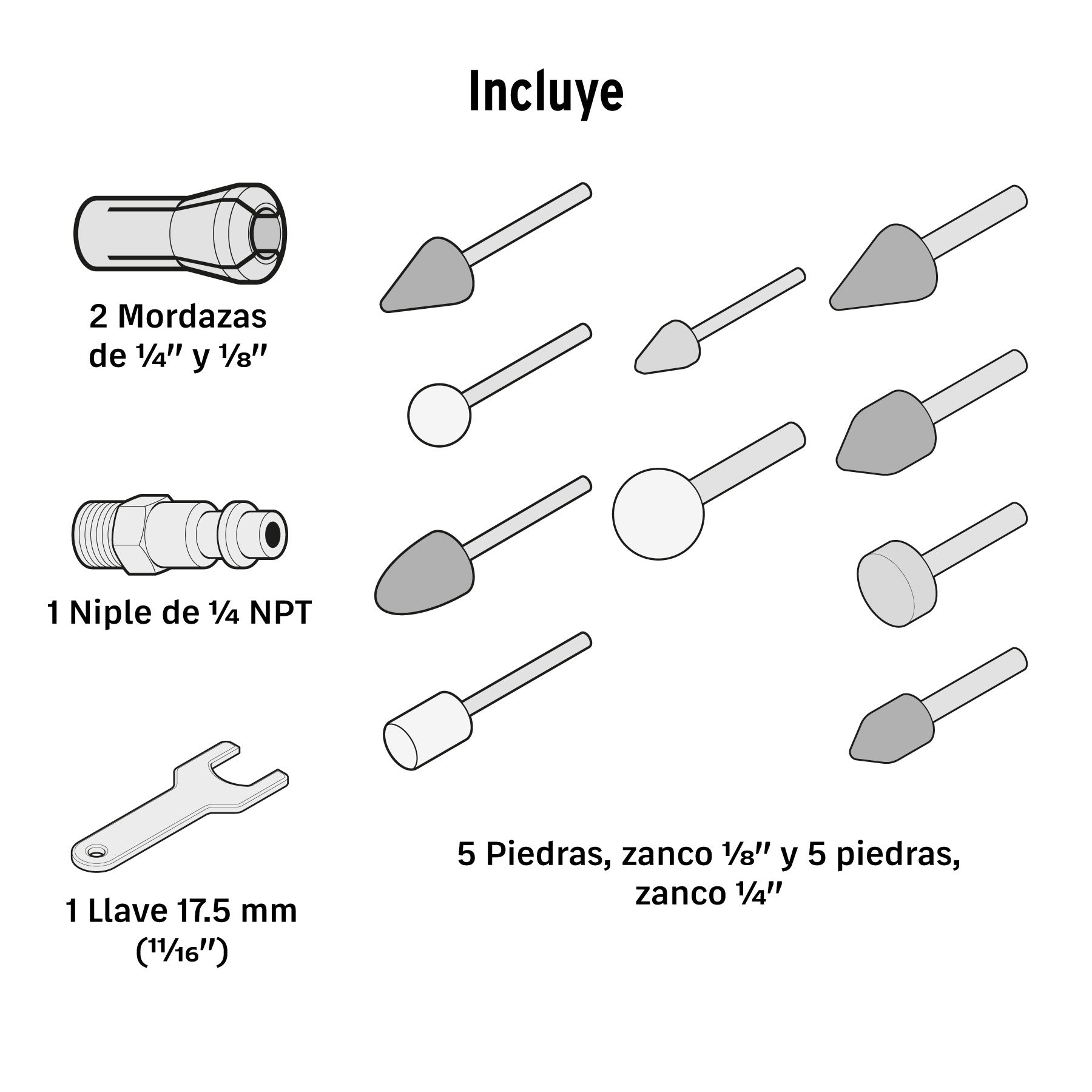 Kit de mini esmeriladora 1/4" con estuche plástico, TRUPER 16887