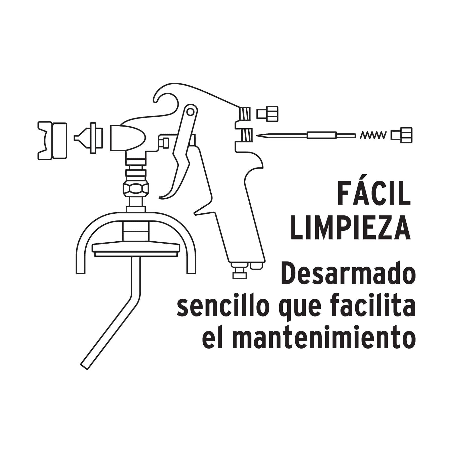 Pistola p/pintar baja presión, 1.5 mm, pulida, Truper - 14037