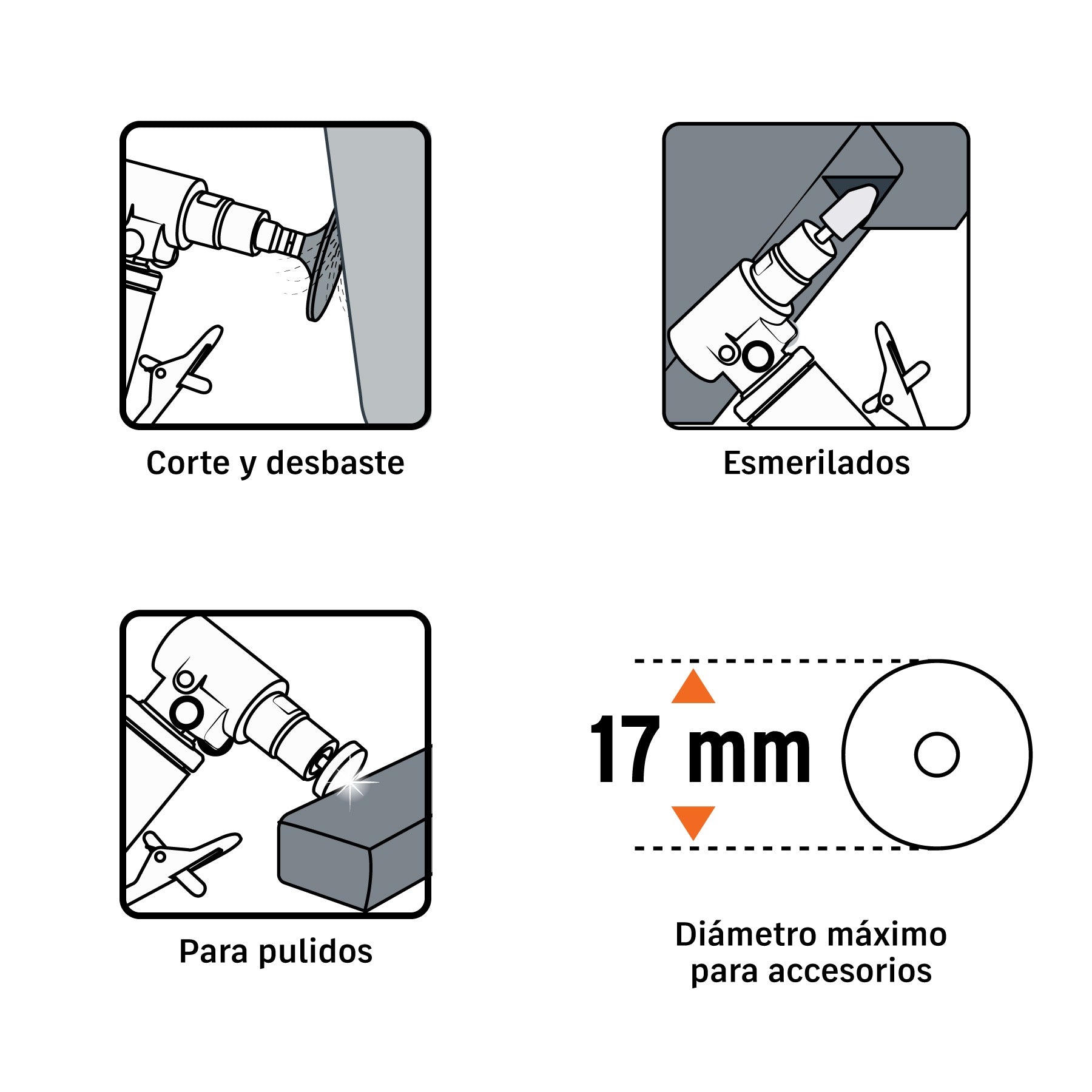 Kit de mini esmeriladora 1/4" con estuche plástico, TRUPER 16887