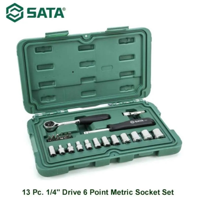 Juego De Dados 1/4 (4 A 14 Mm) + Puntas 21 Pzs Sata 09521-02