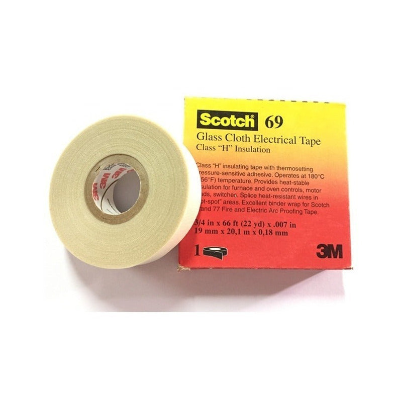 Cinta Fibra De Vidrio 3M Scotch 69, Original 19mm x 20.1m x 0.18mm