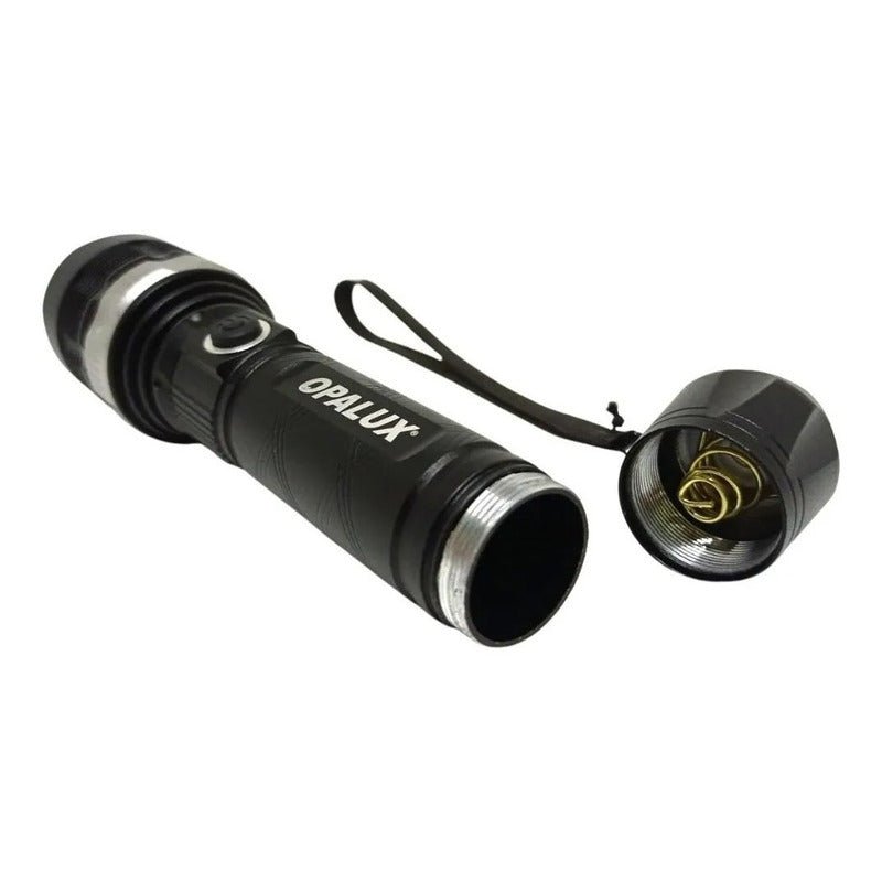 Linterna Táctica De Metal Recargable C/ Zoom Opalux Op-4927n