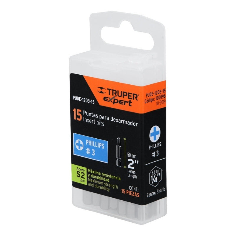 Puntas Phillips 2 , Estuches Con 15 Piezas,truper