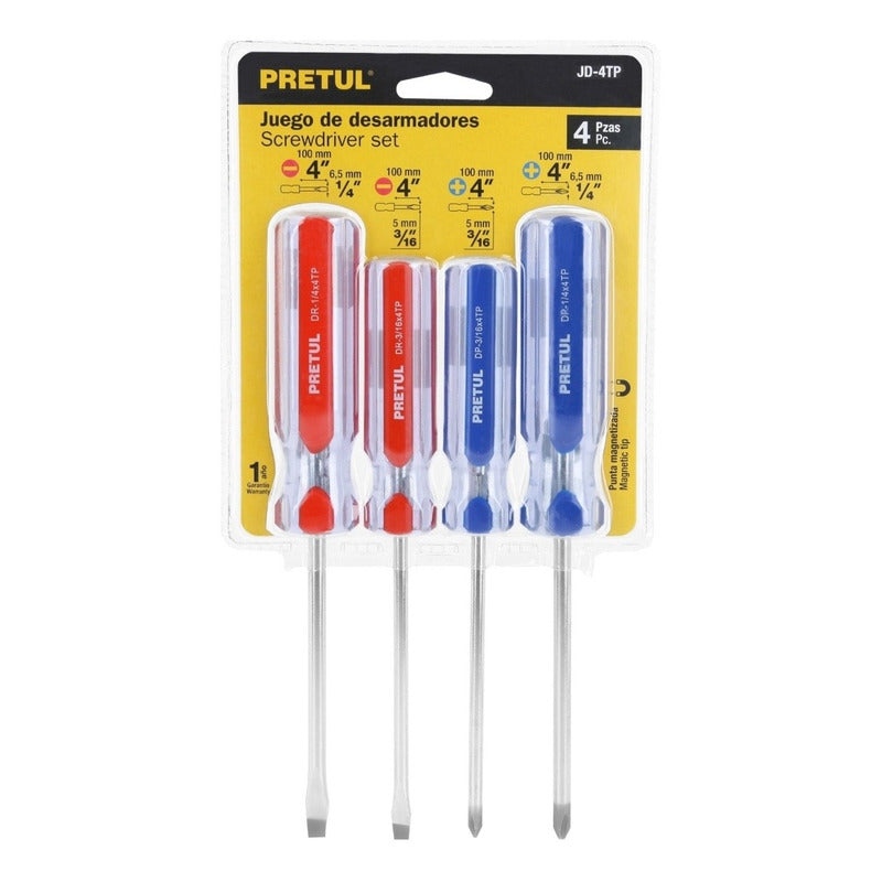 Desarmadores Juego 4 Pzs Estrellas/ Planos Puntas Imantadas