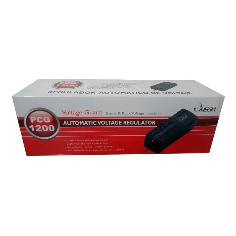 Estabilizador De Voltaje Omega 8 Tomas (pcg-1200)