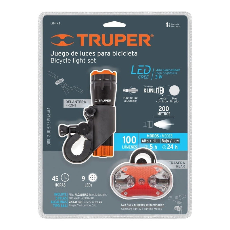 Juego De Linterna Delantera Y Trasera Para Bicicleta, Truper