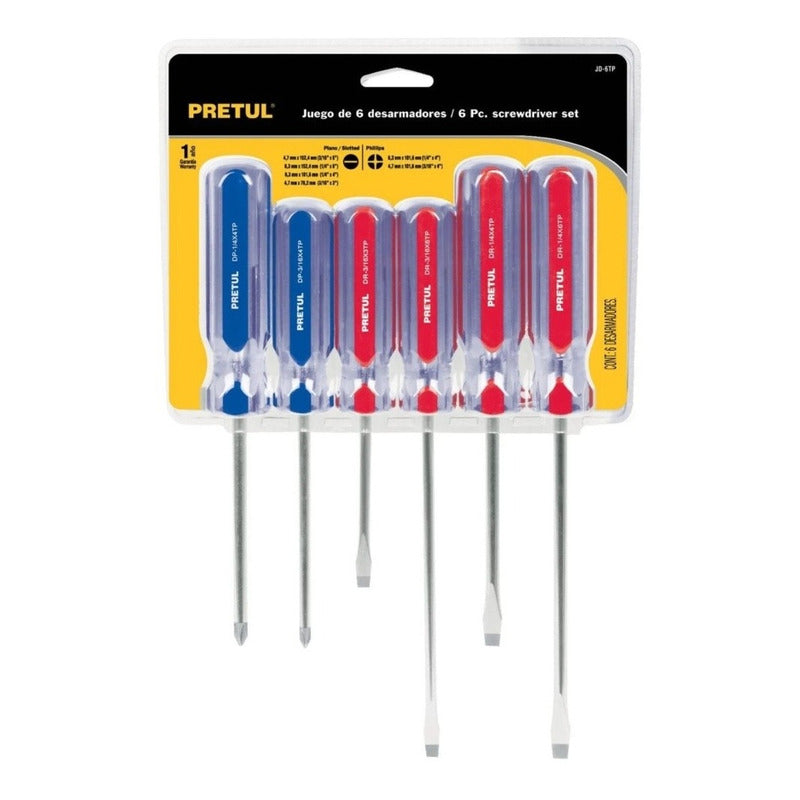 Desarmadores Jgo 6 Pzs Estrellas Y Planos Mango De Pvc