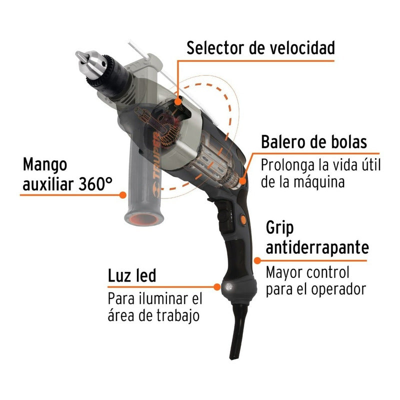 Taladro Percutor O Rotomartillo Industrial Truper De 1200w