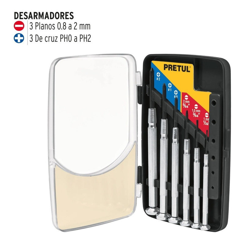 Desarmadores De Precisión Mango Metálico, Pretul 21382