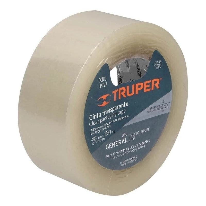 Cinta De Empaque 48 Mm X 150 M Transparente, Truper