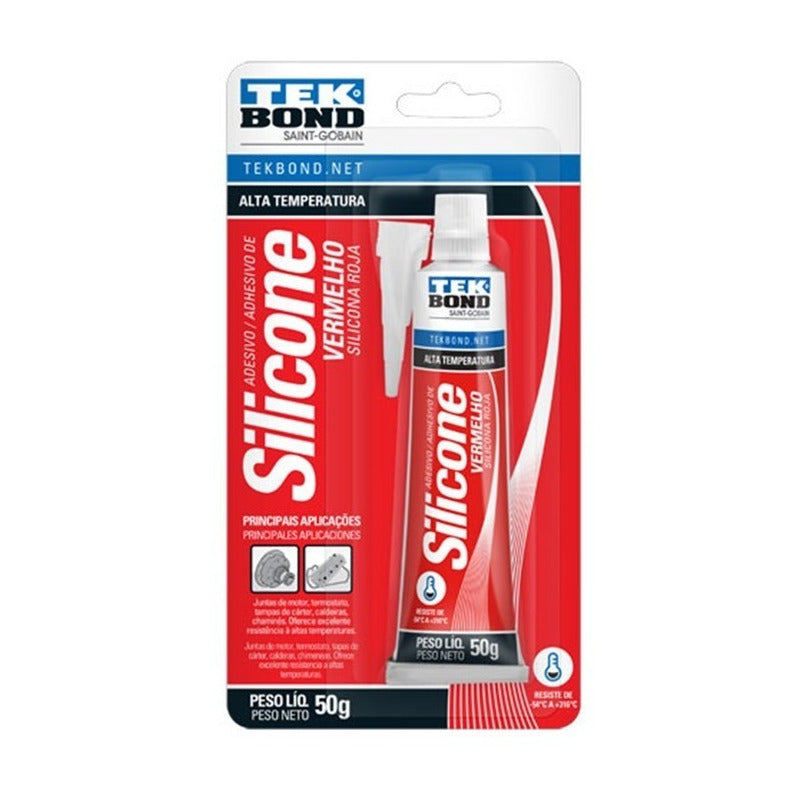 Silicon Rojo Alta Temperatura Tek Bond 50 Gr