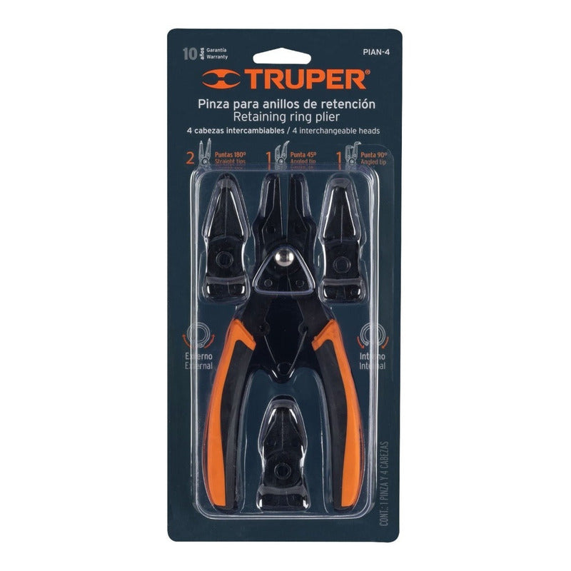 Pinza Para Anillos De Retención 6  4 Cabezas Intercambiables